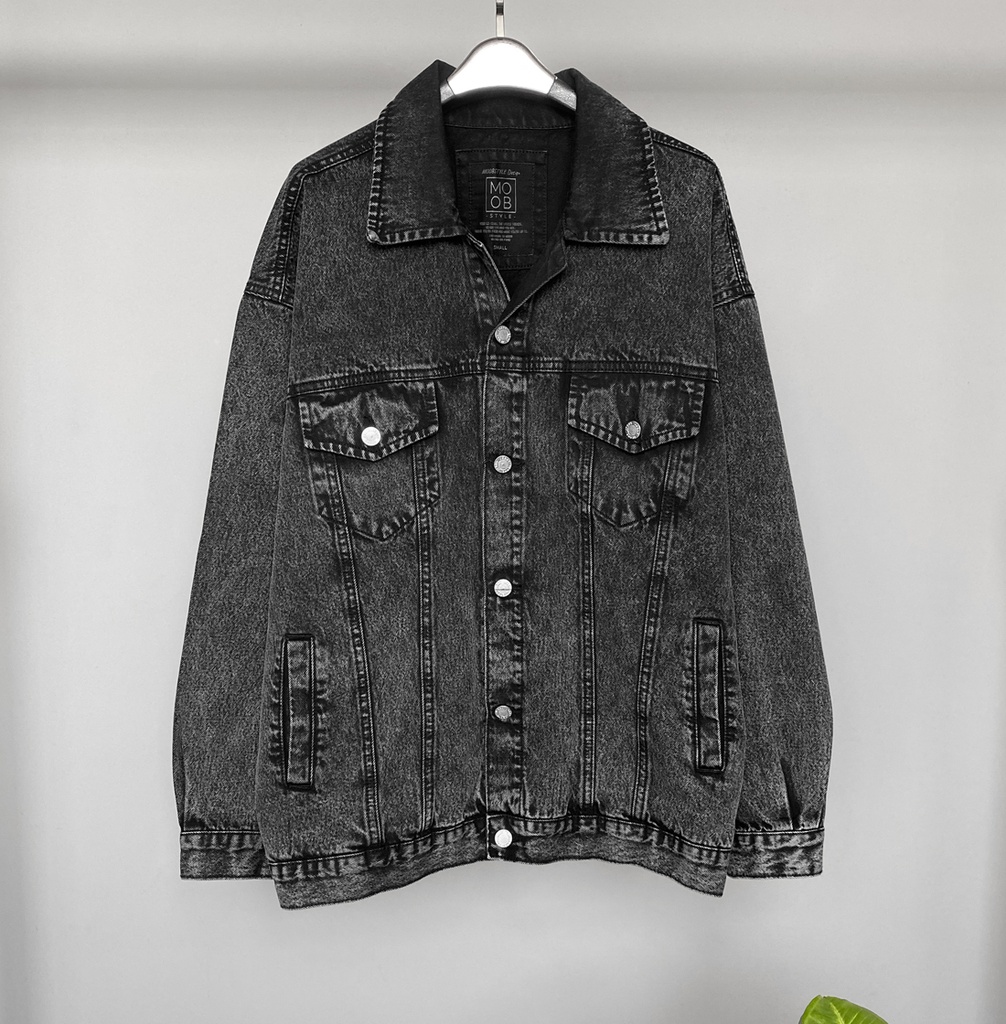 CASACA DENIM OVERSIZED PLOMO OSCURO