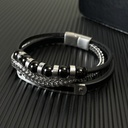 PULSERA MULTICUERO+CADENA & PIEDRA