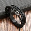PULSERA DOBLE CUERO + PIEDRA & DIJE OJAL