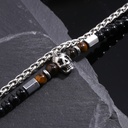 PULSERA CALAVERA PIEDRA OJO DE TIGRE