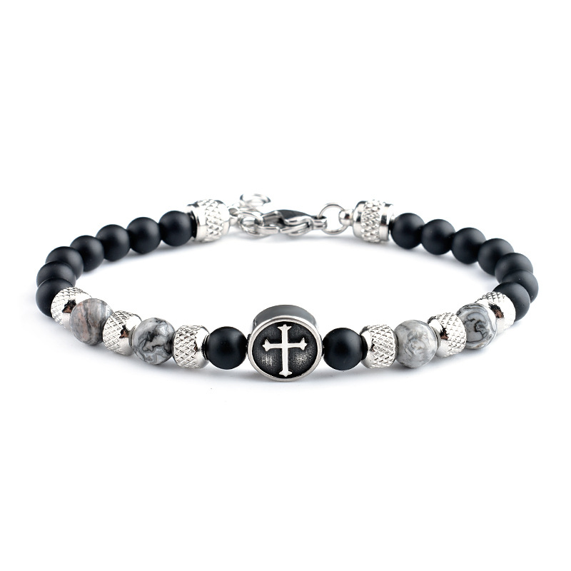 PULSERA ESLABON CUENTAS CRUZ 