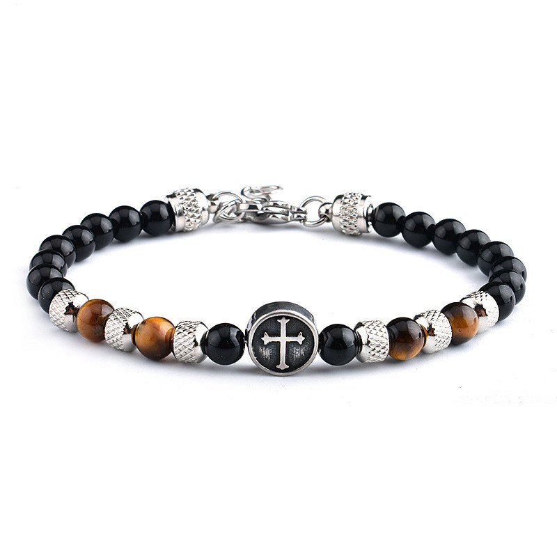 PULSERA ESLABON CUENTAS CRUZ 
