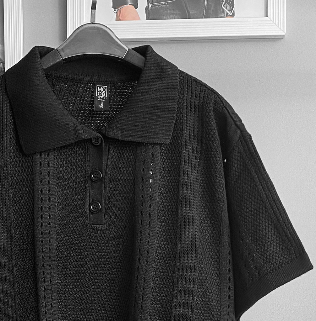 CAMISERO HILO BUTTON NEGRO