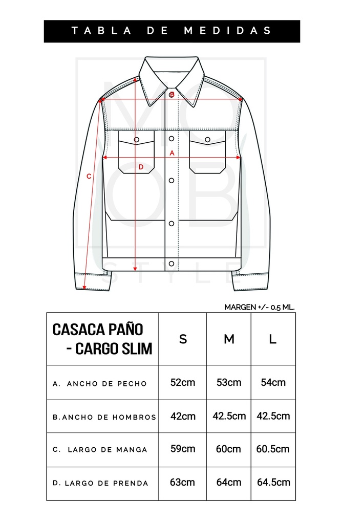 CASACA PAÑO CARGO PLOMO