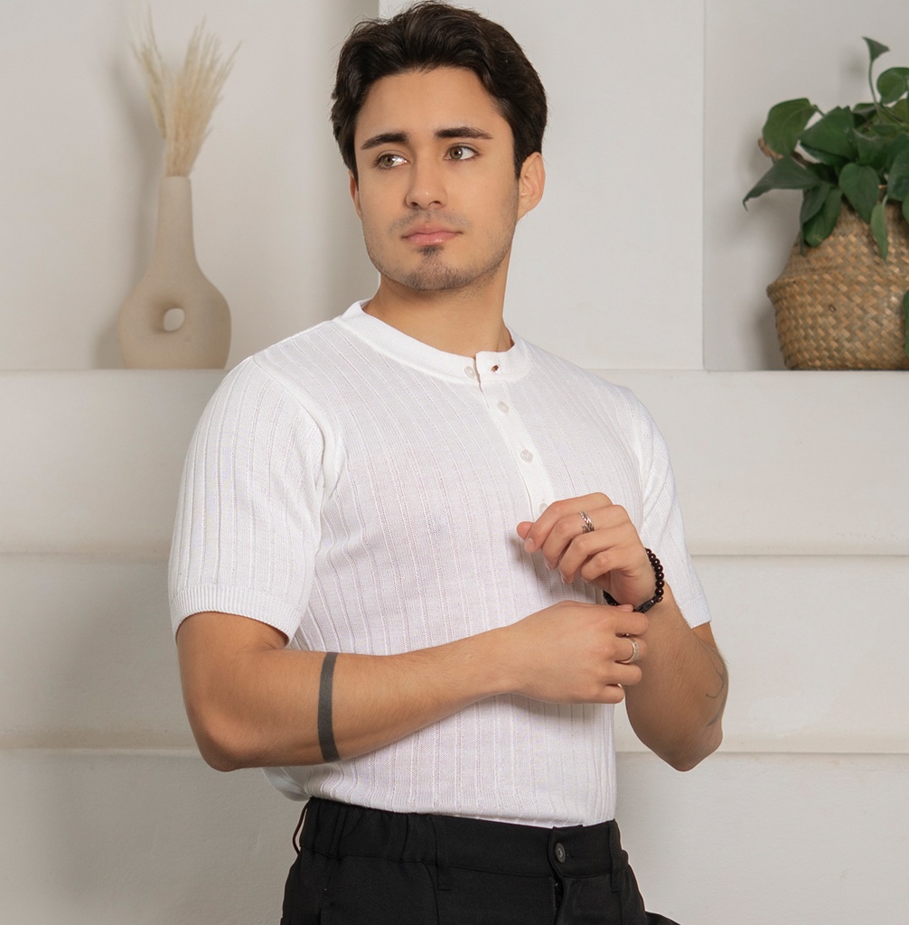POLO HILO NERU BLANCO