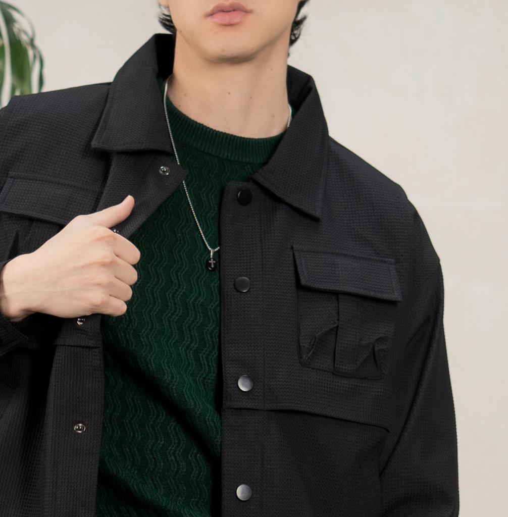 CORTAVIENTO TEXTURED NEGRO