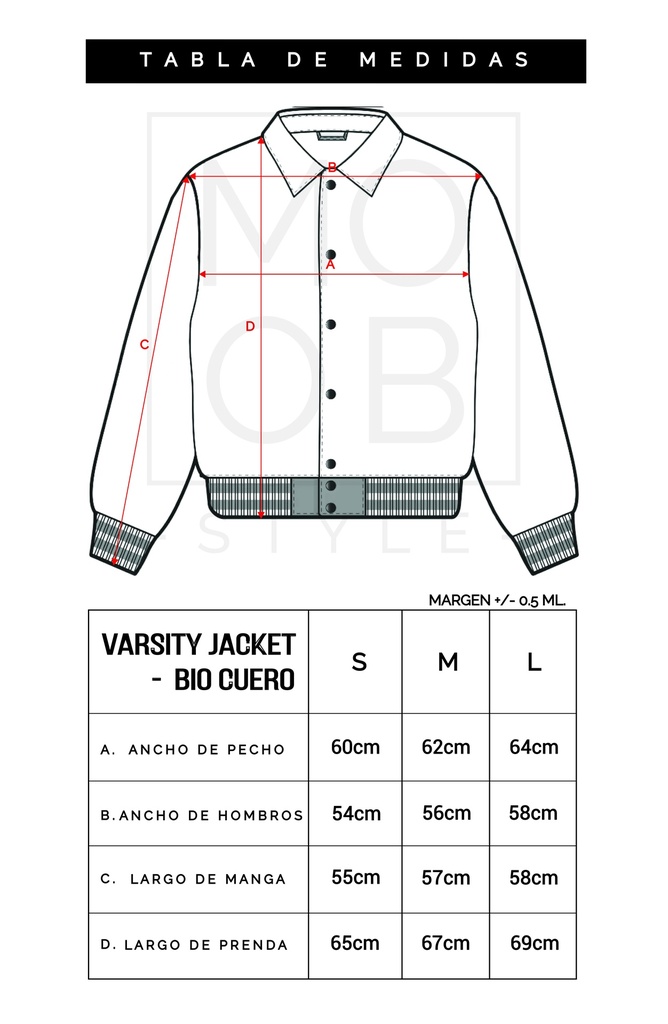 BIO-LEATHER VARSITY JACKET PLOMO ACID