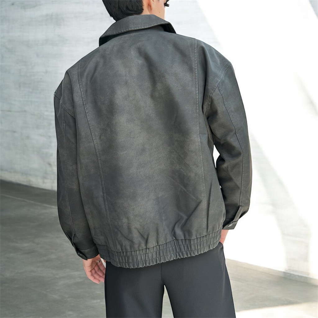 BIO-LEATHER JACKET PLOMO OSCURO