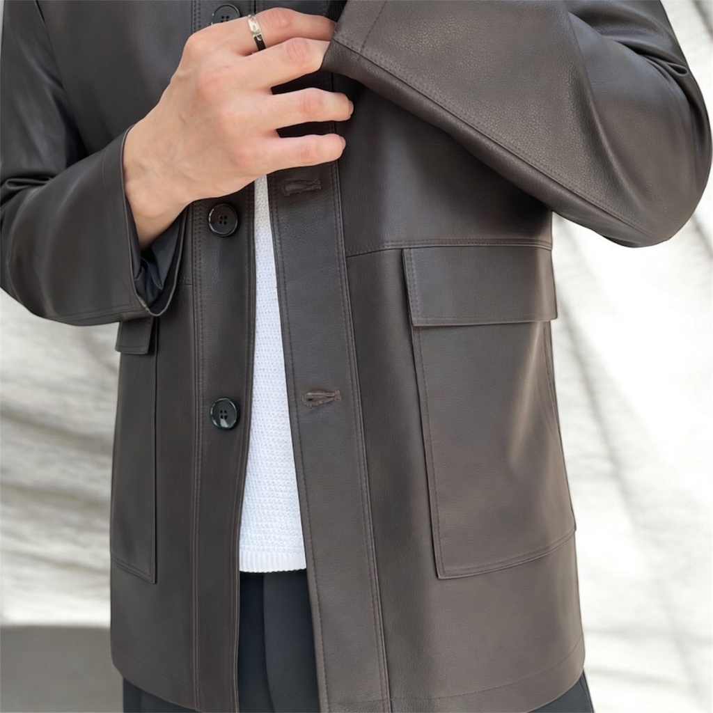 SACO BIO CUERO MARRON