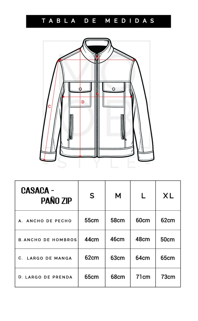 CASACA PAÑO ZIP NEGRO