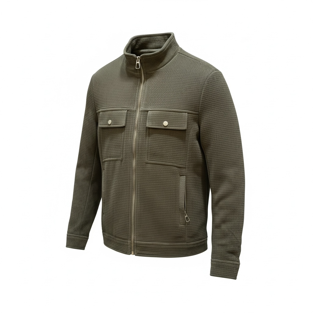 CASACA PAÑO ZIP VERDE