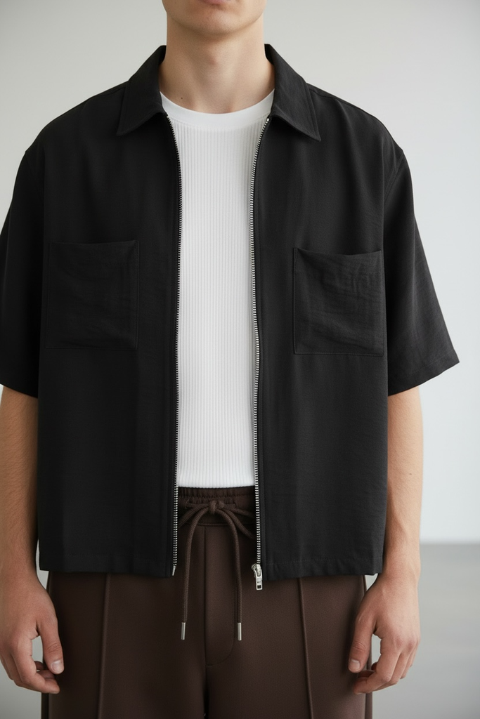 CAMISA ZIP MC NEGRO