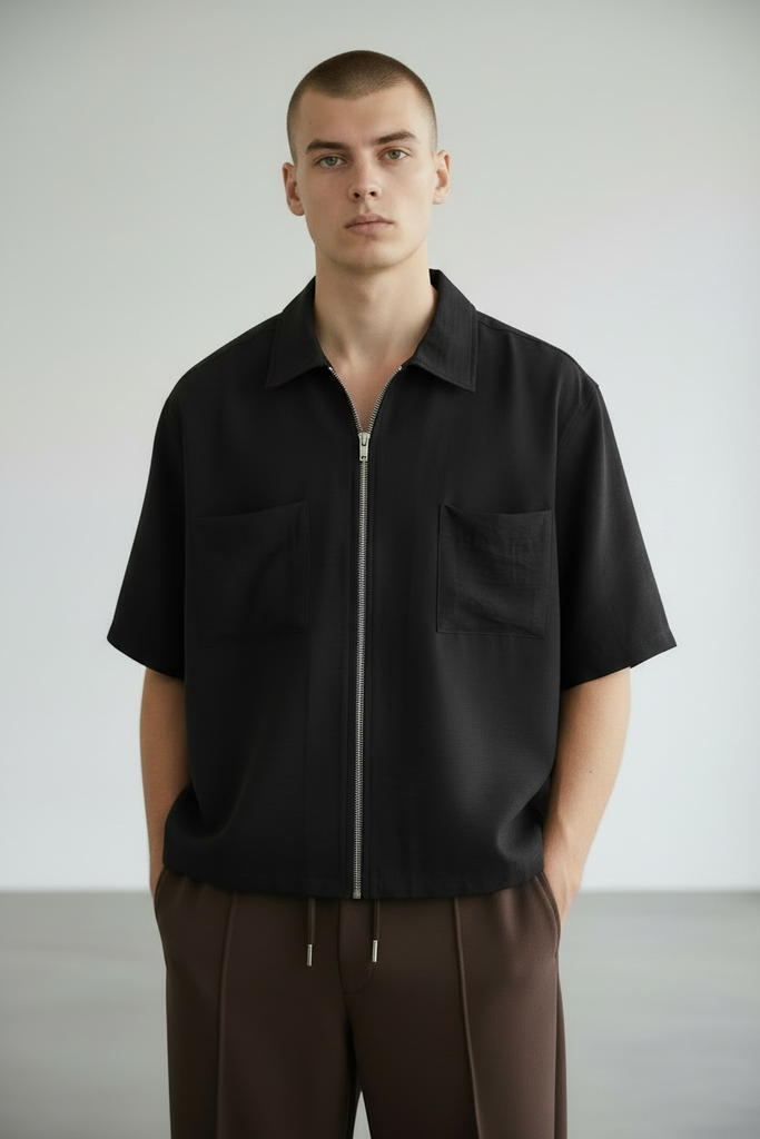 CAMISA ZIP MC NEGRO