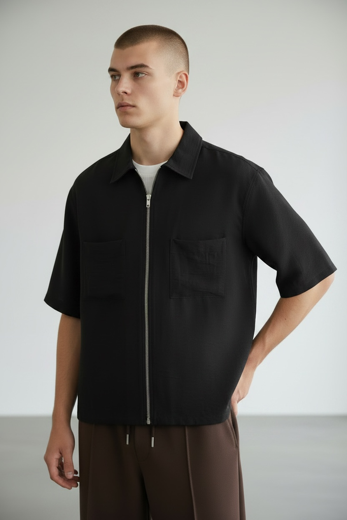 CAMISA ZIP MC NEGRO