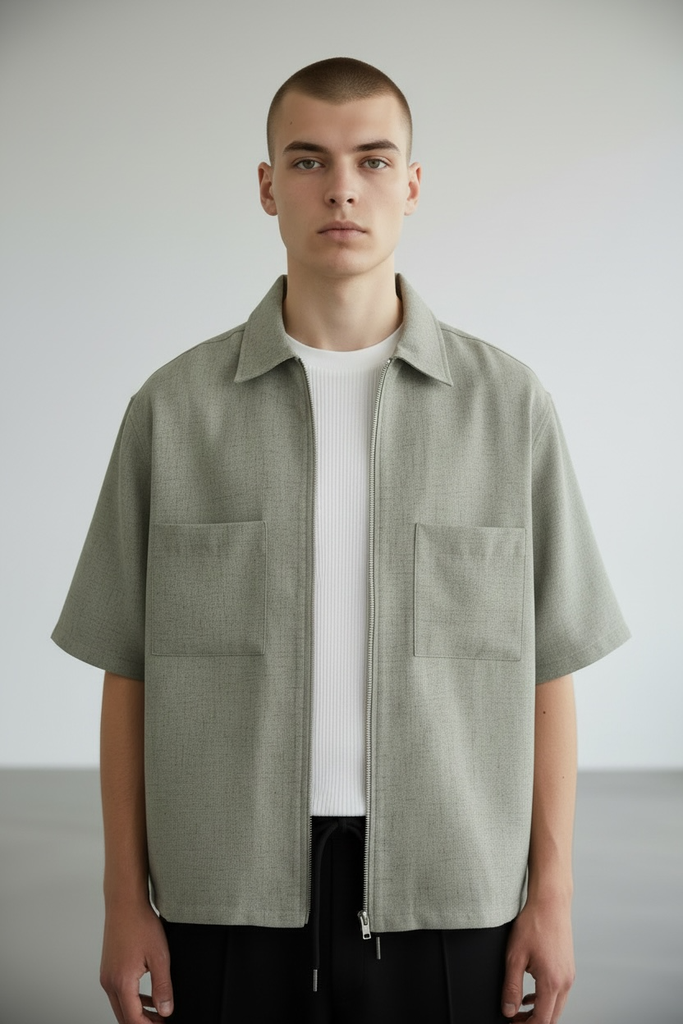 CAMISA ZIP TACTO LINO MC