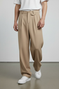 PANTALON SASTRE BAGGY BEIGE OSCURO