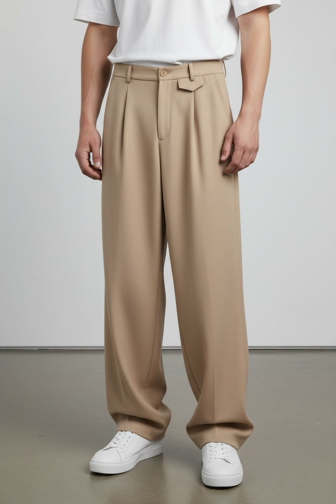 PANTALON SASTRE BAGGY BEIGE OSCURO