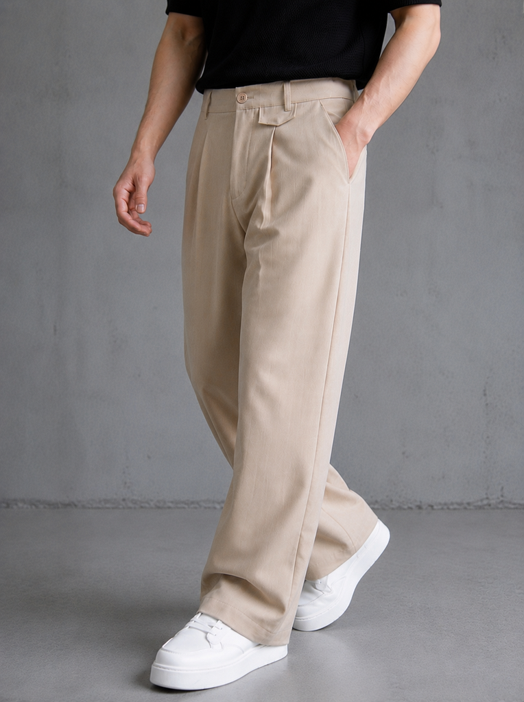PANTALON SASTRE BAGGY BEIGE OSCURO