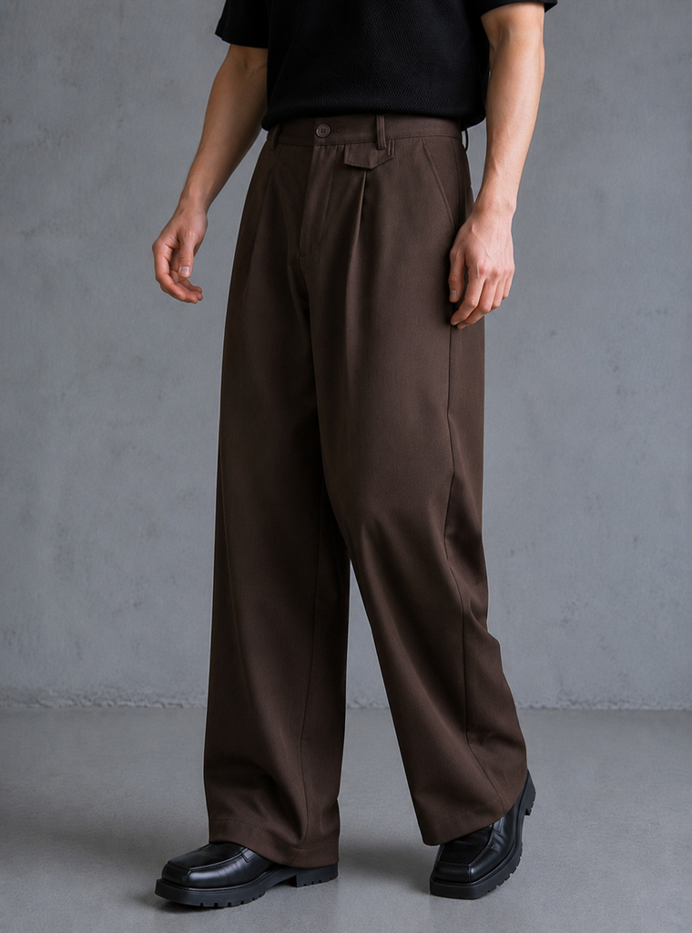 PANTALON SASTRE BAGGY MARRON