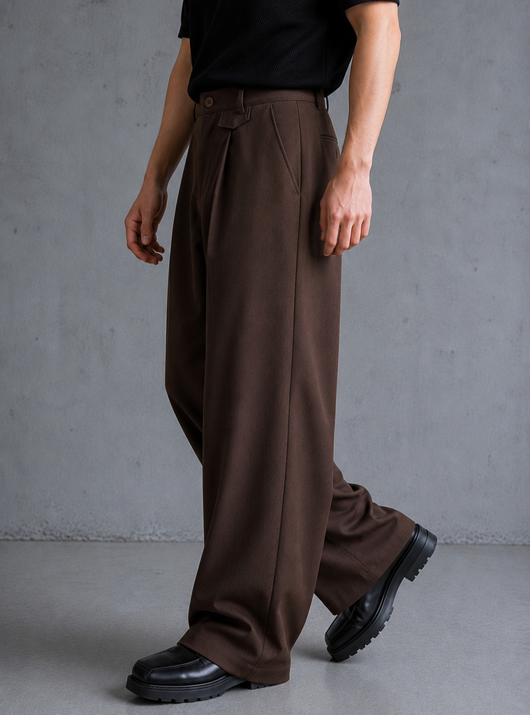 PANTALON SASTRE BAGGY MARRON