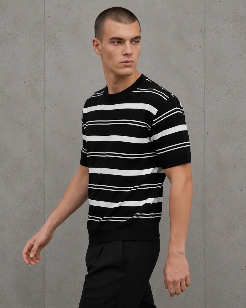 POLO HILO A RAYAS NEGRO.webp