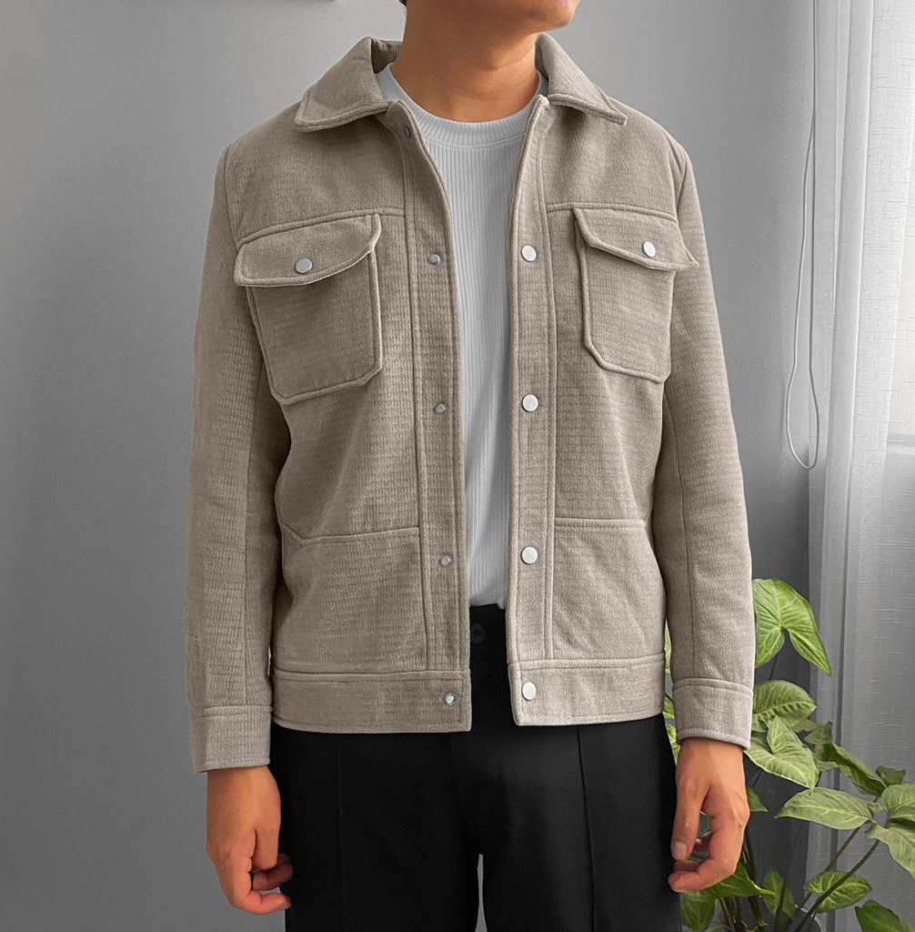 CASACA PAÑO CARGO BEIGE