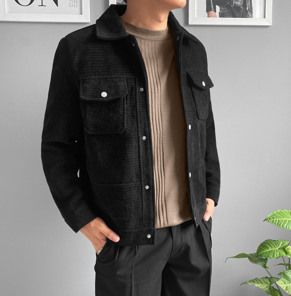 CASACA PAÑO CARGO NEGRO