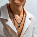 COLLAR PIEDRAS NATURAL DIJE NEGRO