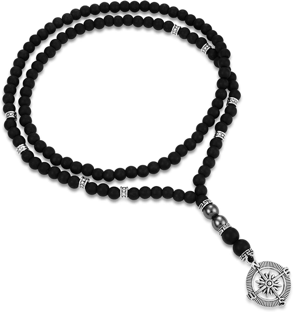 COLLAR LARGO OBSIDIANA NEGRO MATE