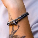 PULSERA CALAVERA PIEDRA OJO DE TIGRE
