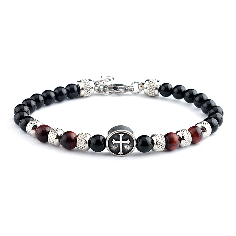 PULSERA ESLABON CUENTAS CRUZ 