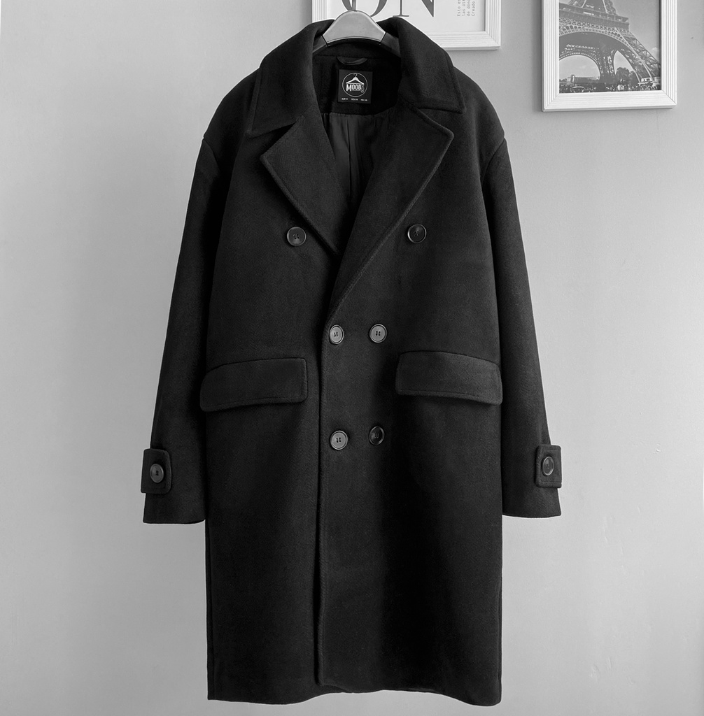 ABRIGO LARGO PAÑO NEGRO