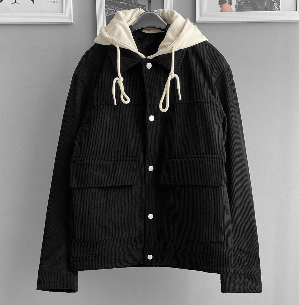 CASACA CORDUROY ACOLCHADA NEGRO