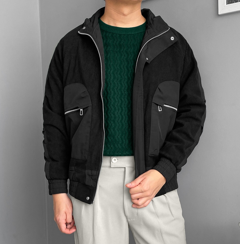 CASACA BOMBER CARGO CORDUROY NEGRO