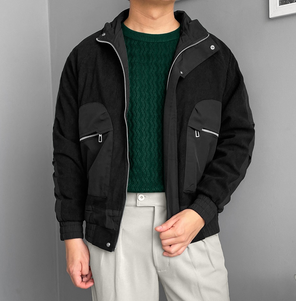 CASACA BOMBER CORDUROY NEGRO