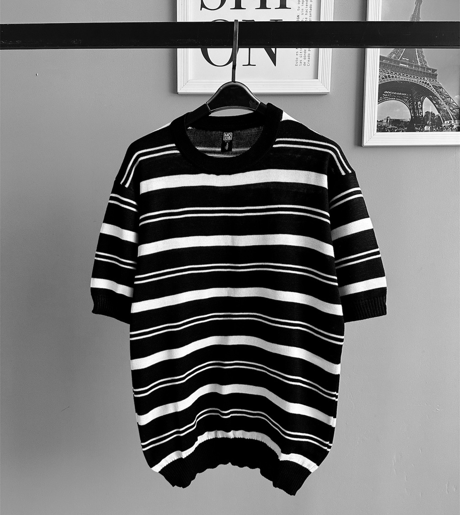 POLO HILO A RAYAS NEGRO