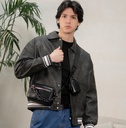 BIO-LEATHER VARSITY JACKET PLOMO OSCURO