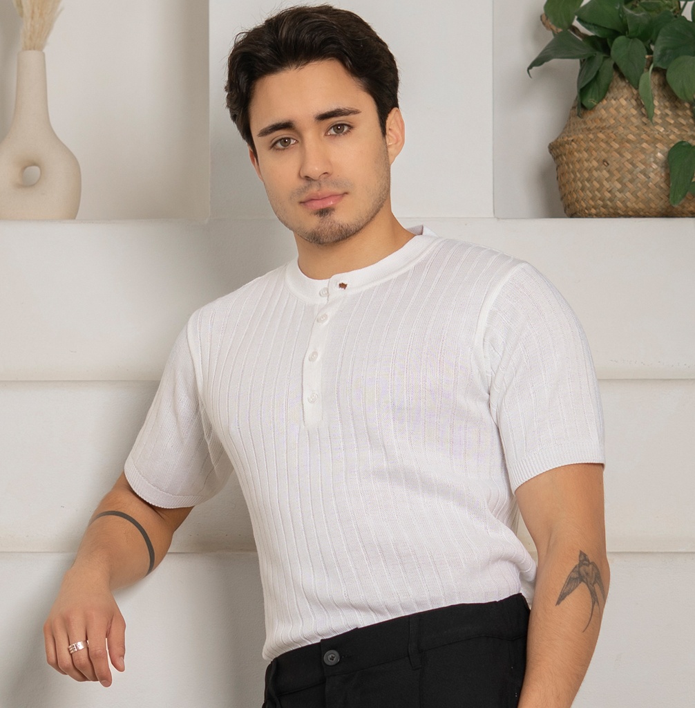 POLO HILO NERU BLANCO