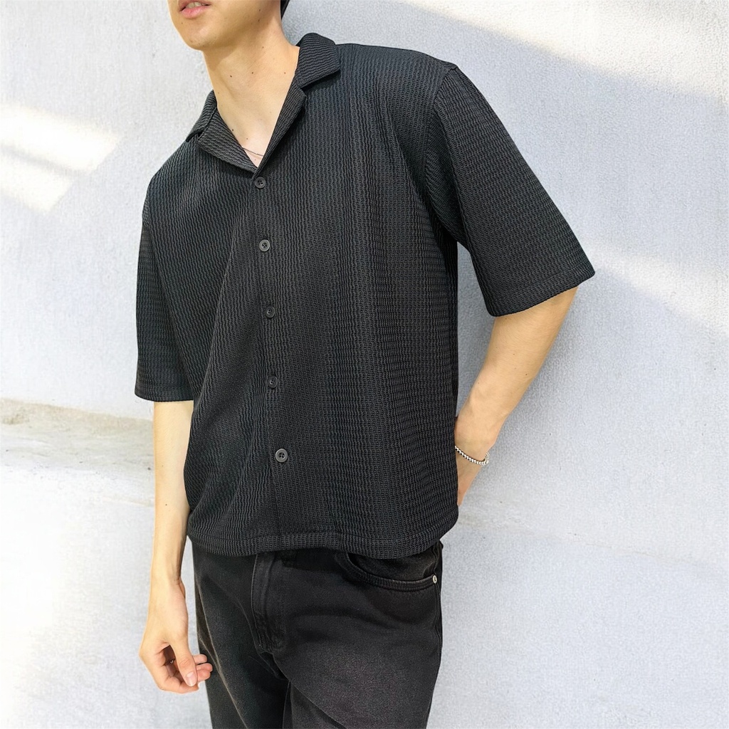 CAMISA CUBANA BOXY NEGRO