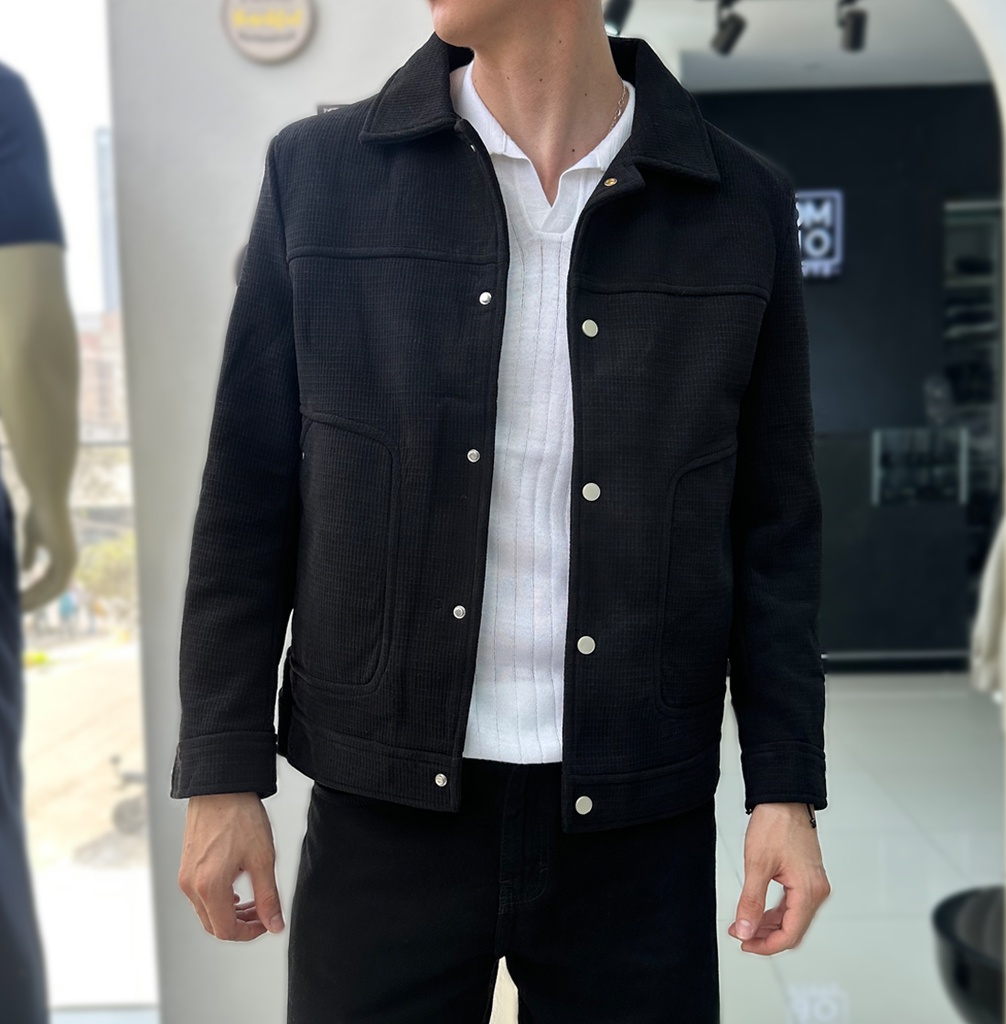 CASACA PAÑO REGULAR NEGRO