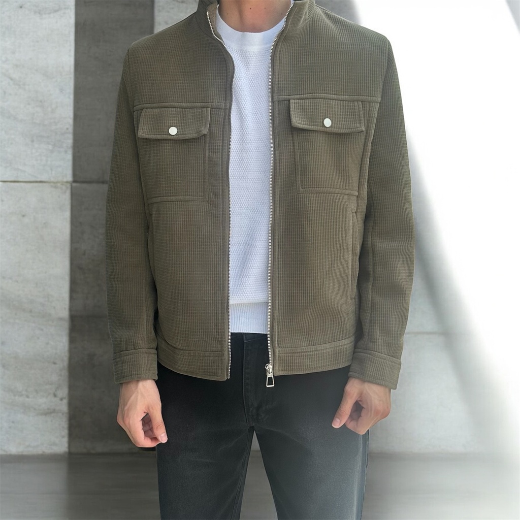 CASACA PAÑO ZIP VERDE