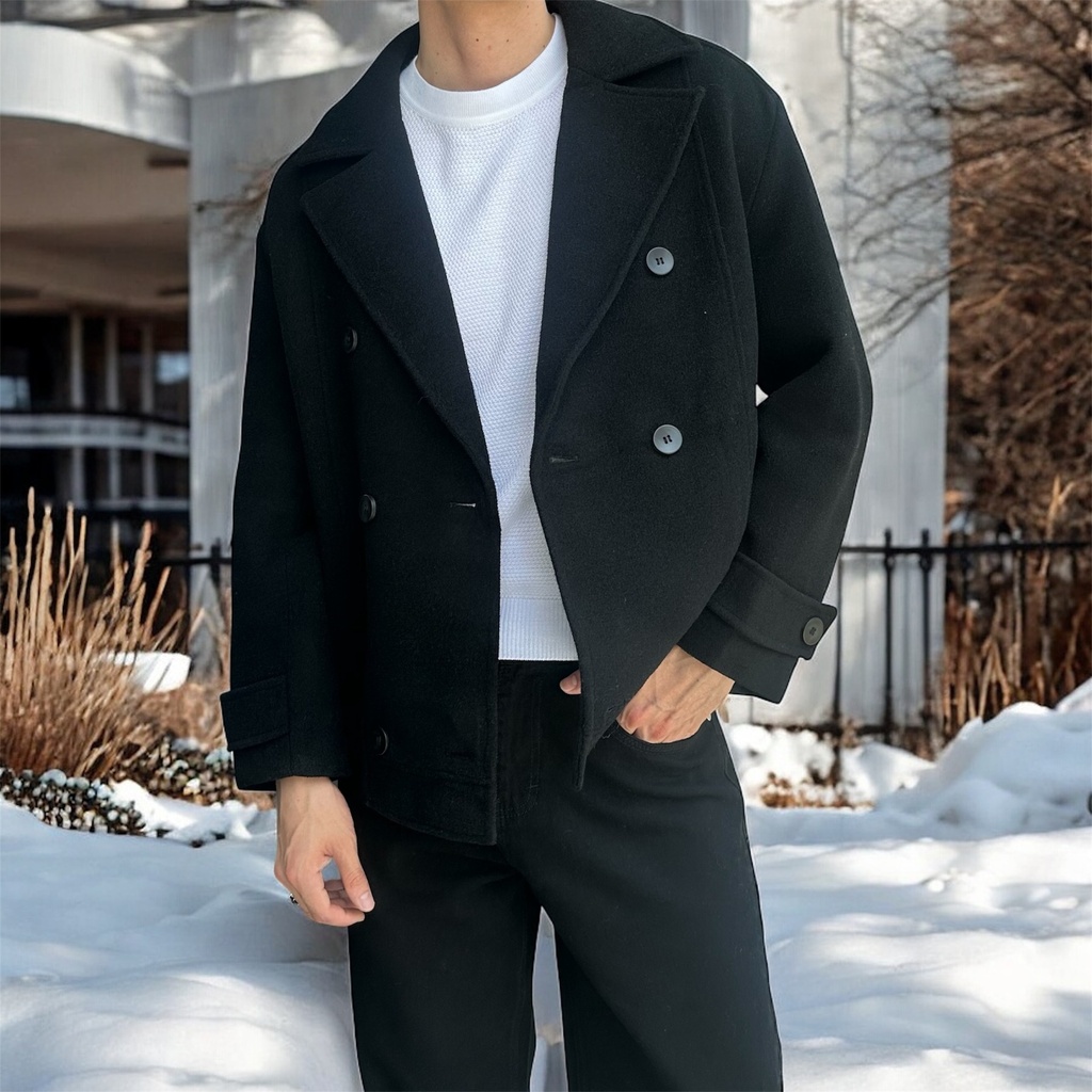 ABRIGO PAÑO CORTO NEGRO