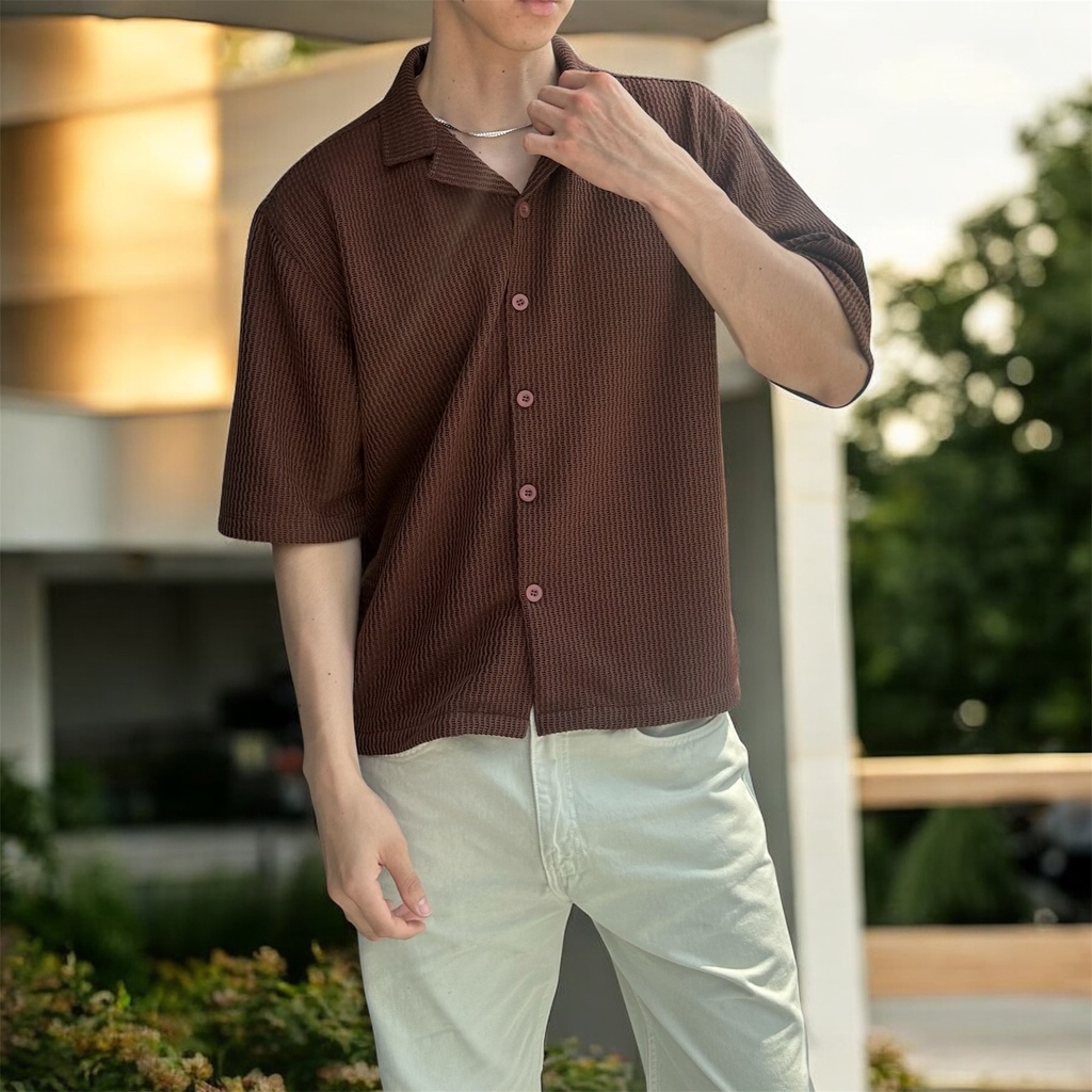 CAMISA CUBANA BOXY MARRON