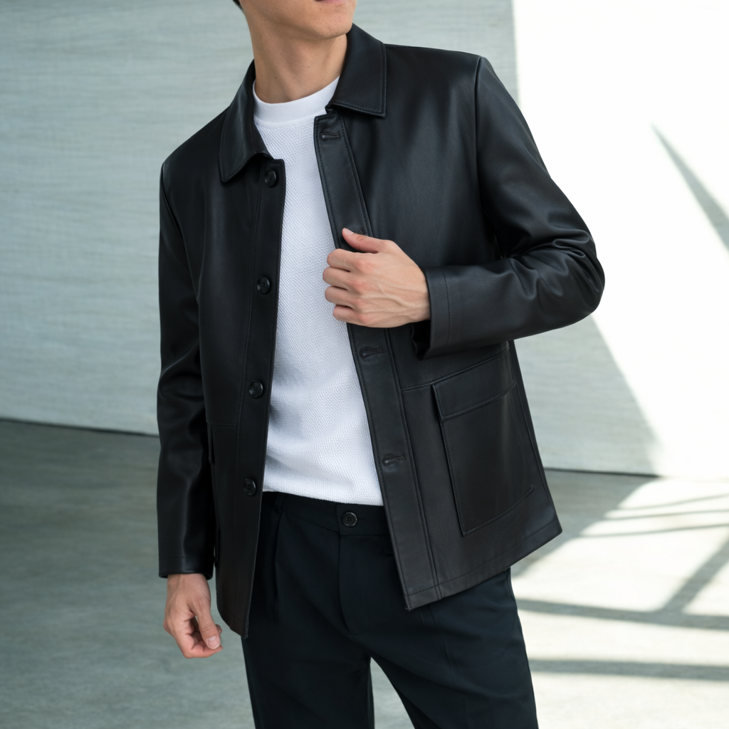 SACO BIO CUERO NEGRO