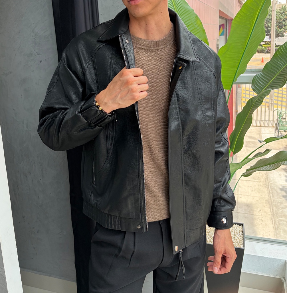 BIO-LEATHER CLASSIC JACKET NEGRO