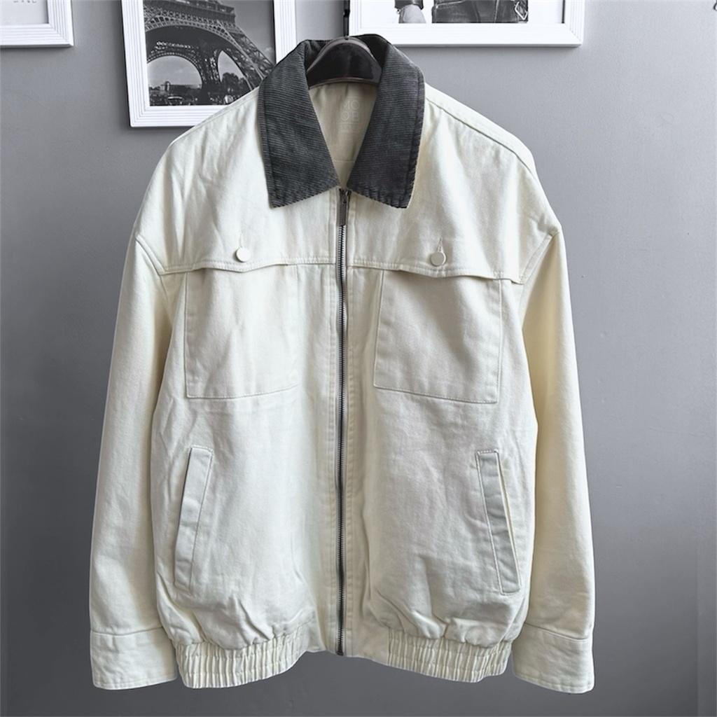 WASHED DRILL ZIP JACKET PERLA