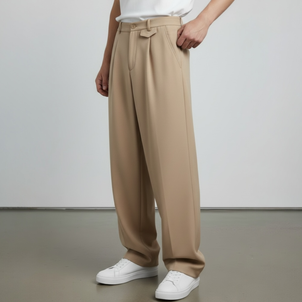 PANTALON SASTRE BAGGY BEIGE OSCURO