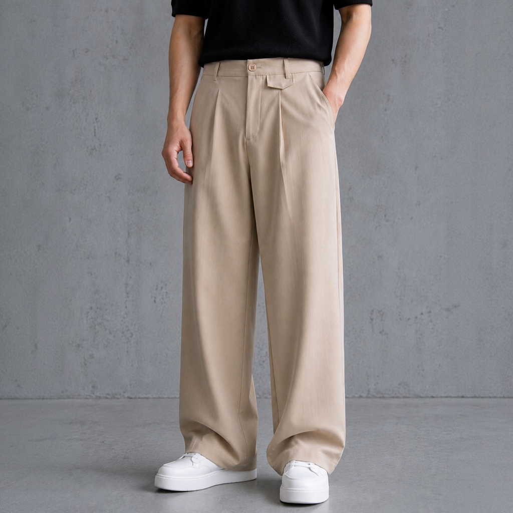 PANTALON SASTRE BAGGY BEIGE OSCURO