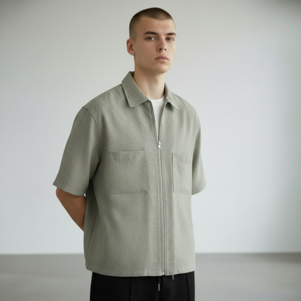 CAMISA ZIP TACTO LINO MC