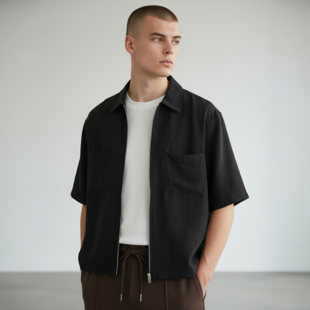 CAMISA ZIP MC NEGRO